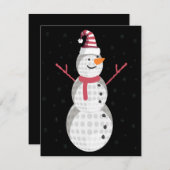 ゴルフおもしろい雪だるまクリスマスニューイヤーギフト ノートカード (正面/裏面)