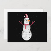 ゴルフおもしろい雪だるまクリスマスニューイヤーギフト ポストカード (正面/裏面)