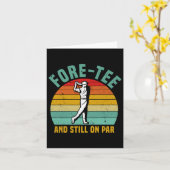 ゴルフおもしろい40th誕生日レトロFore-Teeとスティル カード (黄色い花)