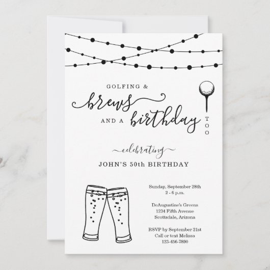 ゴルフおもしろい&ビール誕生日パーティーの招待 招待状 (正面)