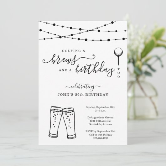 ゴルフおもしろい&ビール誕生日パーティーの招待 招待状 (スタンド正面)