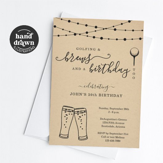 ゴルフおもしろい&ビール誕生日パーティーの招待 招待状