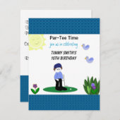ゴルフお洒落誕生日パーティーへの招待 招待状 (正面/裏面)