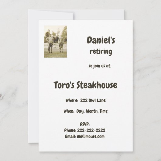 ゴルフが大好きなゴルファーのための退職。素晴らし 招待状 (裏面)
