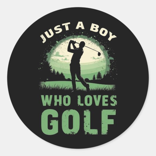 ゴルフが大好きな少年 ゴルフクラブ ゴルファー ゴルフ少年 ラウンドシール (正面)