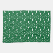 ゴルフこうもり及びグリーン背景 キッチンタオル (横)