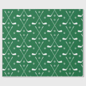 ゴルフこうもり及びグリーン背景 ラッピングペーパー (フラット)