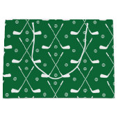 ゴルフこうもり及びグリーン背景 ラージペーパーバッグ (正面)