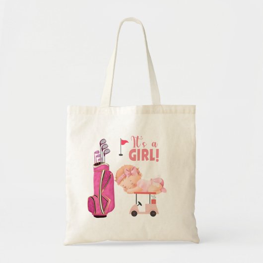 ゴルフそれはベビーガールゴルファーのための女の子のピンクテーマ トートバッグ (正面)