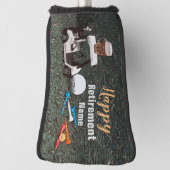 ゴルフでの定年退職後、名ビールカートゴルファーと共にゴルフを楽しむ  ゴルフヘッドカバー (回転90)