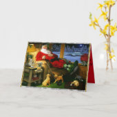 ゴルフでクリスマスカードにサンタの昼寝 カード (黄色い花)