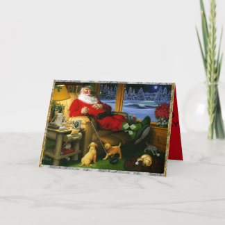ゴルフでクリスマスカードにサンタの昼寝 カード