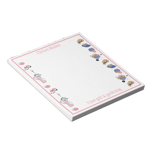 ゴルフとガーデニングのメモパーソナライズされた帳 ノートパッド (アングル)