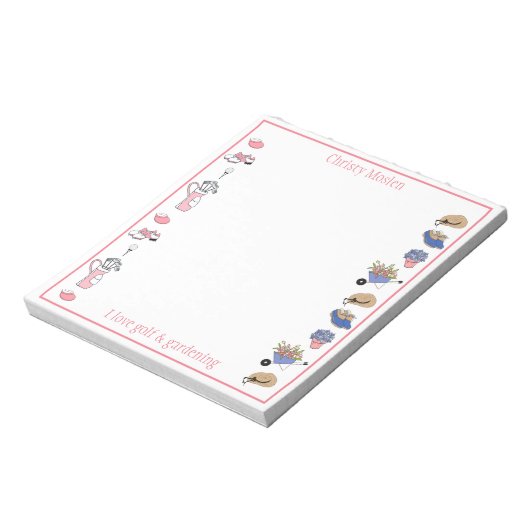 ゴルフとガーデニングのメモパーソナライズされた帳 ノートパッド (回転)