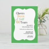ゴルフとビールの60歳誕生日 グリーン 招待状 (スタンド正面)