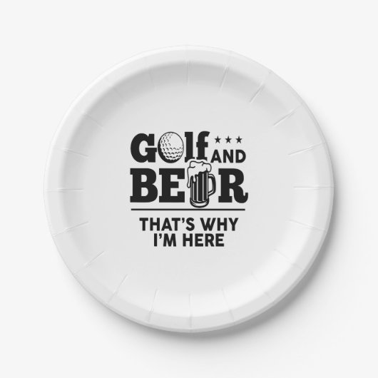 ゴルフとビール ペーパープレート (正面)