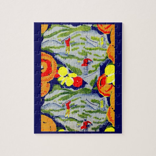 ゴルフと花 ジグソーパズル (縦)