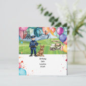 ゴルフと警察のスイング バースデーカード :ユニークな警察官ゴルファー 招待状 (スタンド正面)