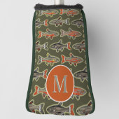 ゴルフと魚釣りブルックトラウオレンジグレーグリーン ゴルフヘッドカバー (回転90)