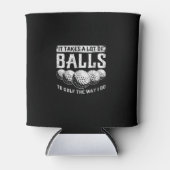 ゴルフにはやり方がボールが多いおもしろい 缶クーラー (正面)