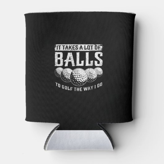 ゴルフにはやり方がボールが多いおもしろい 缶クーラー (正面)