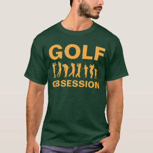 ゴルフに夢中になるグリーンオレンジゴルフTシャツ Tシャツ