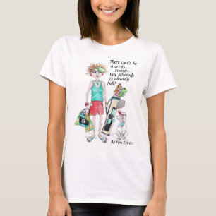 ゴルフに着替え、危機を心配する Tシャツ