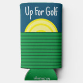 「ゴルフに行くんだ」 おもしろい引用文。青と白 スリム缶クーラー (裏面)