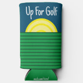 「ゴルフに行くんだ」 おもしろい引用文。青と白 スリム缶クーラー (正面)