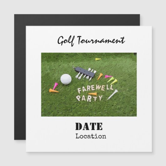 ゴルフのお別れパーティーゴルフボールとティーオングリーン (正面/裏面)