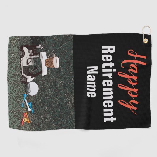 ゴルフのお気に入りの引退とネームビールゴルフカート  ゴルフタオル (横)