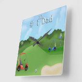 ゴルフのお父さんの日時計 スクエア壁時計 (傾斜)