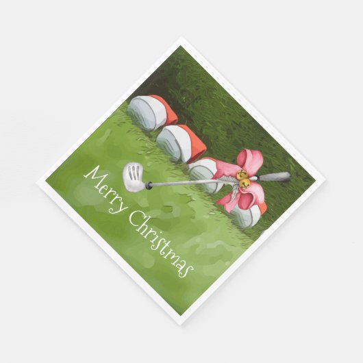 ゴルフのアイアンクリスマスと多くのボールゴルファー スタンダードランチョンナプキン (角)