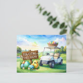 ゴルフのイースター休暇。ゴルフコースで過ごす シーズンポストカード (スタンド正面)