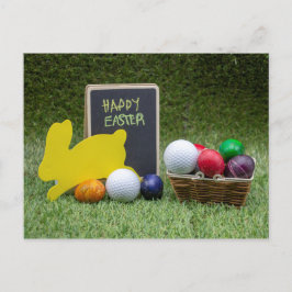 ゴルフのイースター ゴルフボールとカラフルな卵 シーズンポストカード