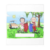 ゴルフのカップルパーソナライズされた- Cartoon ノートパッド (正面)