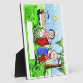 ゴルフのカップルパーソナライズされた- Cartoon フォトプラーク (側面)