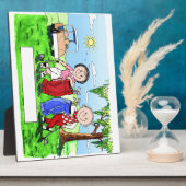 ゴルフのカップルパーソナライズされた- Cartoon フォトプラーク (側面)