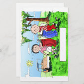 ゴルフのカップルパーソナライズされた- Cartoon 便箋 (正面/裏面)