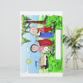 ゴルフのカップルパーソナライズされた- Cartoon 便箋 (スタンド正面)