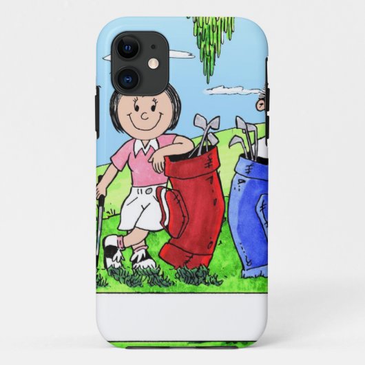 ゴルフのカップルパーソナライズされた- Cartoon Case-Mate iPhoneケース (裏面)