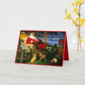 ゴルフのクリスマスカード後にサンタナッピング カード (黄色い花)