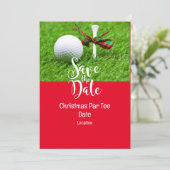 ゴルフのクリスマスボールとクリスマスリボンとティー 招待状 (スタンド正面)