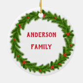 ゴルフのクリスマスリースあなたの写真を赤に追加 セラミックオーナメント (裏面)