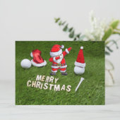 ゴルフのクリスマス休暇とゴルフボールのサンタクロース シーズンカード (スタンド正面)