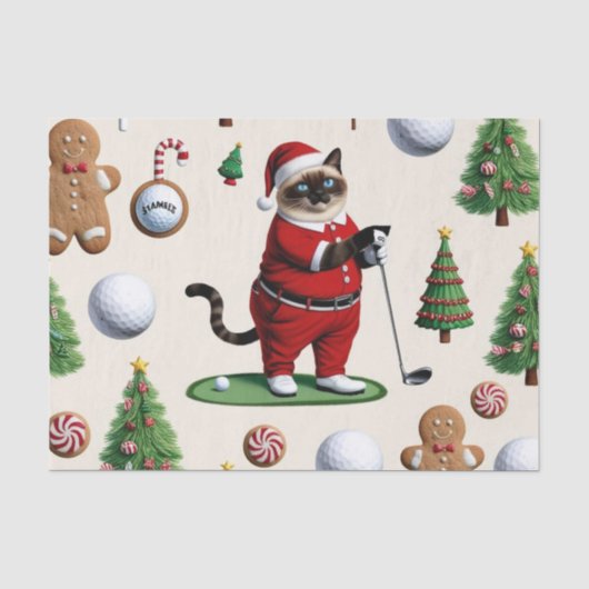 ゴルフのクリスマス猫好き 薄葉紙 (正面)