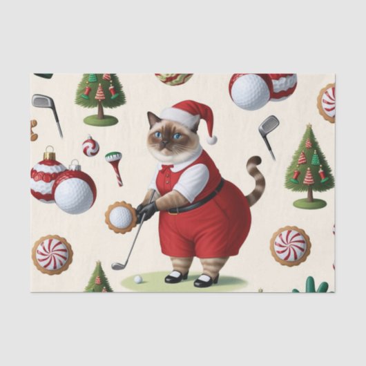 ゴルフのクリスマス猫好き 薄葉紙 (正面)