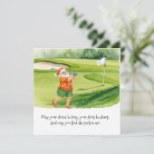 ゴルフのクリスマス　ゴルフボールとゴルフティーとリボン シーズンカード (スタンド正面)