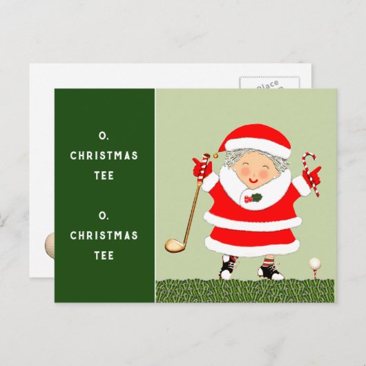 ゴルフのクリスマス シーズンポストカード (正面/裏面)