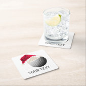 ゴルフのクリスマス スクエアペーパーコースター (インサイチュ)